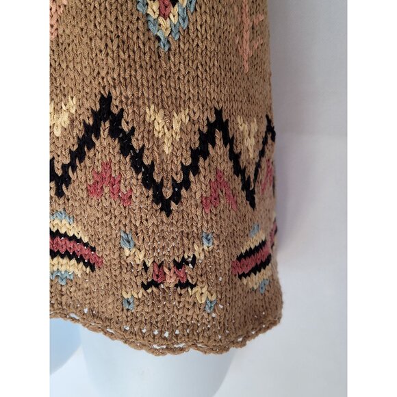 Vintage Northern Isles Knitted Sweater Vest S Beige Geometric Y2K Aztec 3 Button - Picture 8 of 10